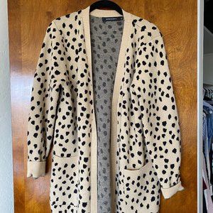 Cheetah print long cardigan sweater